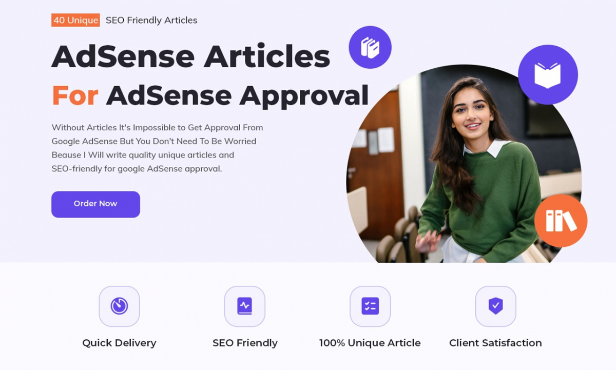 Write 30 unique SEO friendly articles for Google AdSense approval